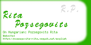 rita pozsegovits business card